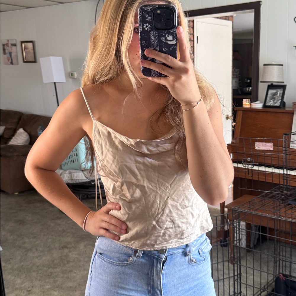 Zara Beige Spaghetti Strap Tank Top